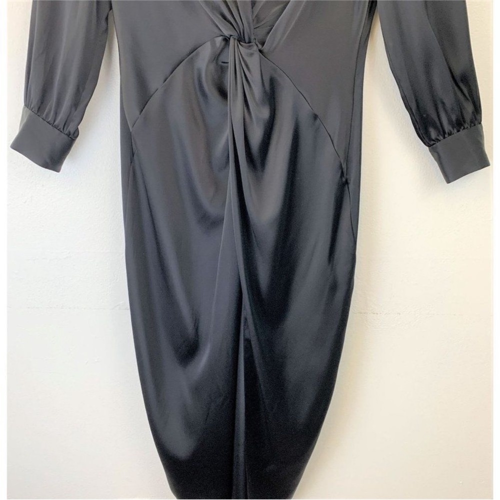 Theory Dress Black Ruched shirt Satin Size 00